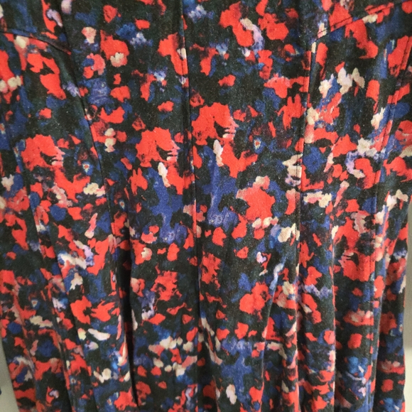 HD in Paris Navy Floral Long-Sleeve Fit & Flare Dress with Red and Blue Accents - Picture 4 of 11